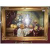 Image 1 : BUHARMITZ ORIGINAL OIL ON CANVAS, STILL LIFE W/ FRUIT FLOWERS & WINE FRAMED 30T X 42W