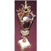 Image 3 : VINTAGE GOTHIC SLAG GLASS MEDEVIL CAST TABLE LANTERN