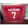 Image 1 : JOE THIESMANN WASHINGTON REDSKINS AUTOGRAPHED #7 JERSEY, CUSTOM FRAMED.*ERROR ON NAME, UNIQUE