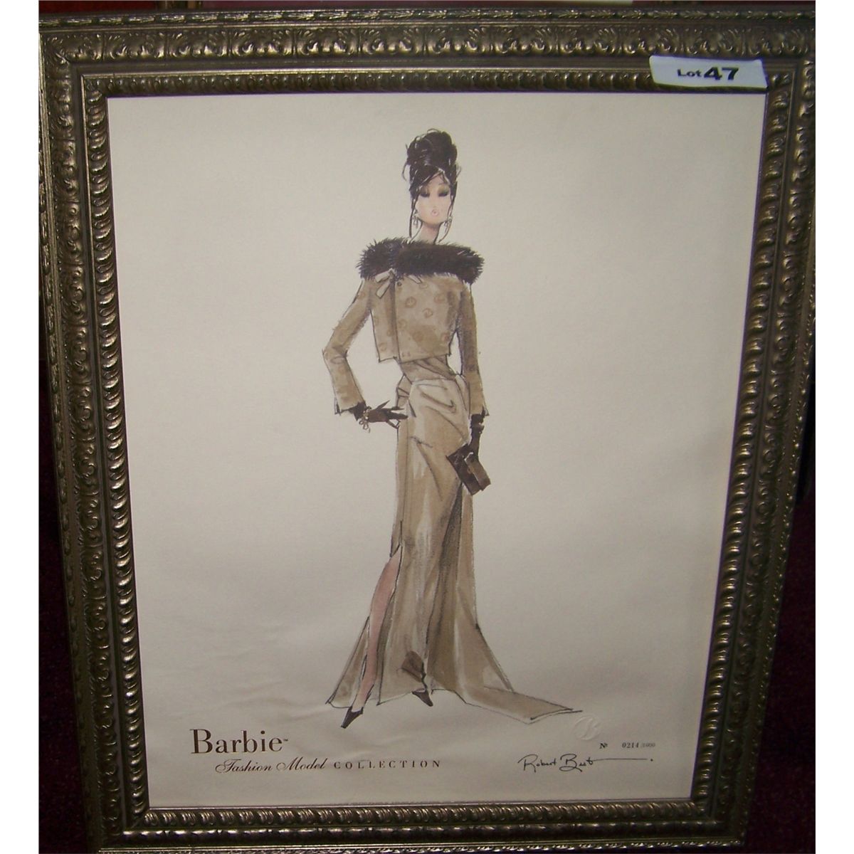 BARBIE FASHION MODEL LIMITED EDITION FRAMED PRINT, SIGNED BY ROBERT BEST 214/1000 FRAMED 24T X19W