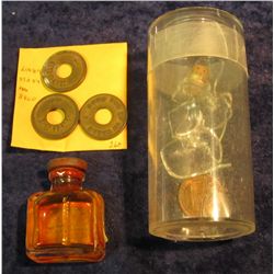 1. 1950 era Johnson & Johnson Mercurochrome antique bottle; shattered glass bottle containing a BU 1