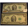 Image 1 : 4. (2) Series 1976 $2 Federal Reserve Note with Apr 13 1976 Elliot, Iowa Postmark (no stamp) & Atlan