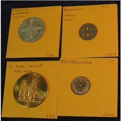 8. National Lutheran Council Medal (holed); Philadelphia Transportation Token; Honolulu, Hawaii (WW 