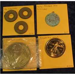 10. (3) OK Vendor Amusement Tokens; Copy of a Balboa Coin with loop; 1868-1968 Atlantic, Iowa Centen