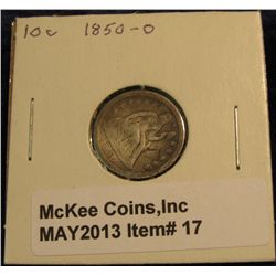 17. 1850 New Orleans Mint U.S. Seated Liberty Dime. F-12.