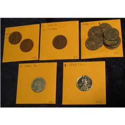 32. 1915 D G (damaged); 31P G, 33D VG, & (10) 1943 P Cents grading up to Unc.