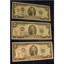 34. Pair of Consecutive Serial Number $2 Federal Reserve Notes with Postmarked Stamps from Council B