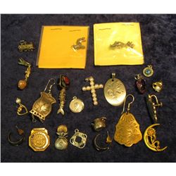 314. Siamese Cat Charm, Sterling Silver Lamb Charm, and a small group of pins and costume jewelry.