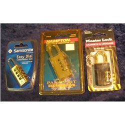 315. Group of (3) Luggage Combination Locks. All new in packages.