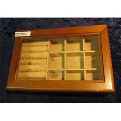326. Etched Glass Wooden Jewelry Box.