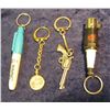 Image 2 : 329. Malaysia 10 Sen Coin Key ring; Sharpie Key ring; Sparkplug Key ring; & a Six-shooter Key ring.