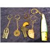 Image 2 : 330. Fishing Plug Flashlight Key ring; Geode Key ring; Derringer Key ring; Scissors Key ring; & Anci