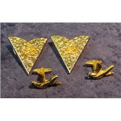 350. Pair of Bucking Bronc Cowboy Riding Collar decorations & a Pair of Duck Cufflinks.