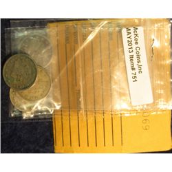 751. 1900 Liberty Nickel Counterstamped "H"; 1907 VF+, 1883 WC G-4, & 1912 VF Liberty Nickels.