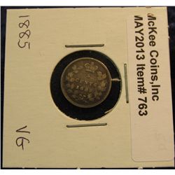 763. 1885 Canada Five Cent Silver. VG-8.