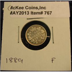 767. 1889 Canada Five Cent Silver. F-12.