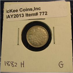 772. 1882 H Canada Five Cent Silver. G-4.