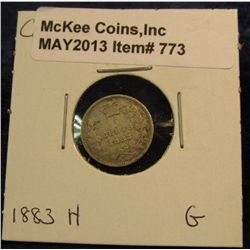 773. 1883 H Canada Five Cent Silver. G-4.
