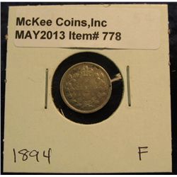 778. 1894 Canada Five Cent Silver. F-12.