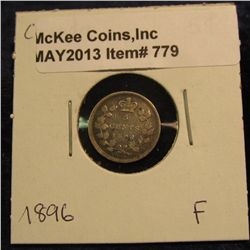 779. 1896 Canada Five Cent Silver. F-12.