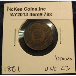 788. 1861 Nova Scotia Half Cent. MS 63 Brown Unc.