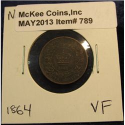 789. 1864 Nova Scotia Half Cent. VF.
