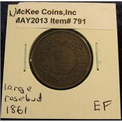 791. 1861 Nova Scotia Large Cent. Large Rose bud. EF.