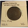 Image 1 : 792. 1862 Nova Scotia Large Cent. Key Date. VG.