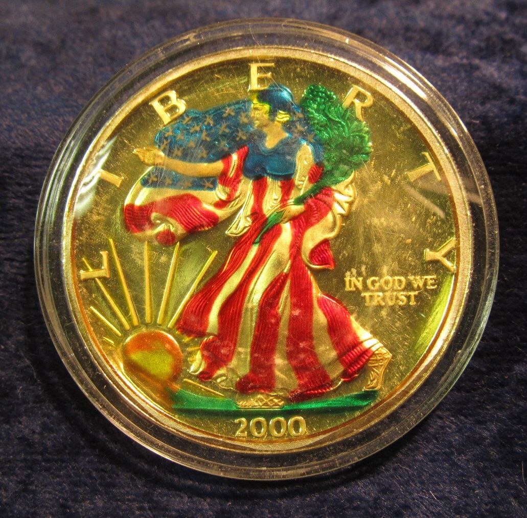 807 2000 The Dawn Of A New Millennium 1 Troy Ounce 999 Fine Silver Colorized American Eagle Des