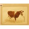 Image 1 : Framed watercolour of a cow by L. Kemp Welch, 9x6" £60 - 80...