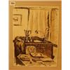 Image 1 : Framed ink/colour wash of interior still life by Lucien Pissarro, 11x11" £300 - 500...