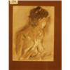 Image 1 : Framed watercolour of topless woman by Dali, 7x9" £60 - 80...