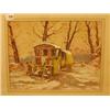 Image 1 : Framed pastel of gypsy caravan with people by Berkes A. 14x11" £80 - 120...