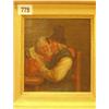 Image 1 : Framed oil on board of peasants in interior, in style of Ostade, 6x6" £180 - 220...