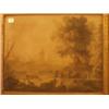 Image 1 : Framed watercolour of 18th century harbour scene in style of Claude, 25x18" £500 -600...