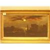 Image 1 : Framed oil of moonlight harbour scene initialled M. F. C. 20x10" £20 - 30...