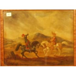 Framed oil of knights on horse back by Ernest Crofts, 20x15" £150 - 250...