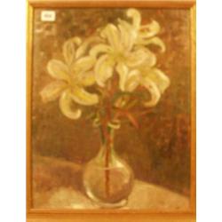 Framed oil flowers in vase by Alfred Woolmark, 16x21" £400-600...