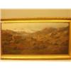 Image 1 : Framed oil of mountain homestead initialled G. A. ... 33x16" £100 - 150...