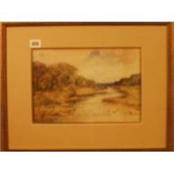 Framed watercolour of river scene by James Burrell Smith, 1892, 12x8" £80 - 120...