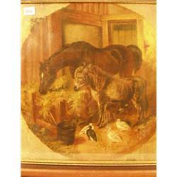 Framed oil of animals in stable by William Weekes, 18x18" £1000 - 1500...