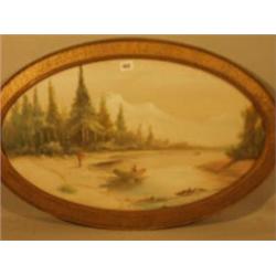 Framed oval watercolour of Indian on Hudson, by W. F. Friend £800 - 1200...