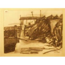 Framed pastel of harbour scene initialled H. M. P 1949, 19x14" £300 - 400...