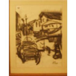 Framed pastel of harbour scene initialled H. M. P 1949, 19x14" £300 - 400...