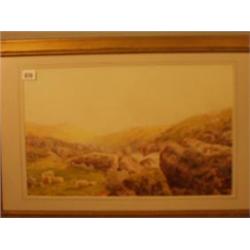 Framed watercolour of Dartmoor 1890, by A. Ward Bussell, 19x12" £200 - 300...
