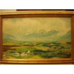Framed oil of highland landscape by Austin McCann, 40x20" £300 - 400...