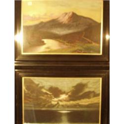 Pair of framed watercolours of mountain scenes by W. Hill (American) 27x18" £180 - 220...