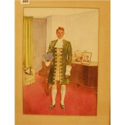 Framed watercolour of midshipman Nigel Rees RN by H. J. Lancaster, 10x15" £60 - 80...