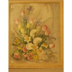 Framed watercolour of flowers by A. Zinkeisen, 24x20" £200 - 300...