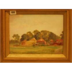 Framed oil of farm scene by Fred Hall, 12x9" £150 - 250...